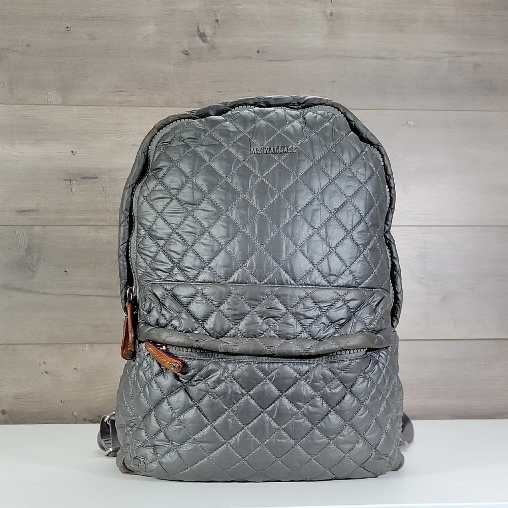 MZ Wallace Quilted Gray Nylon Backpack